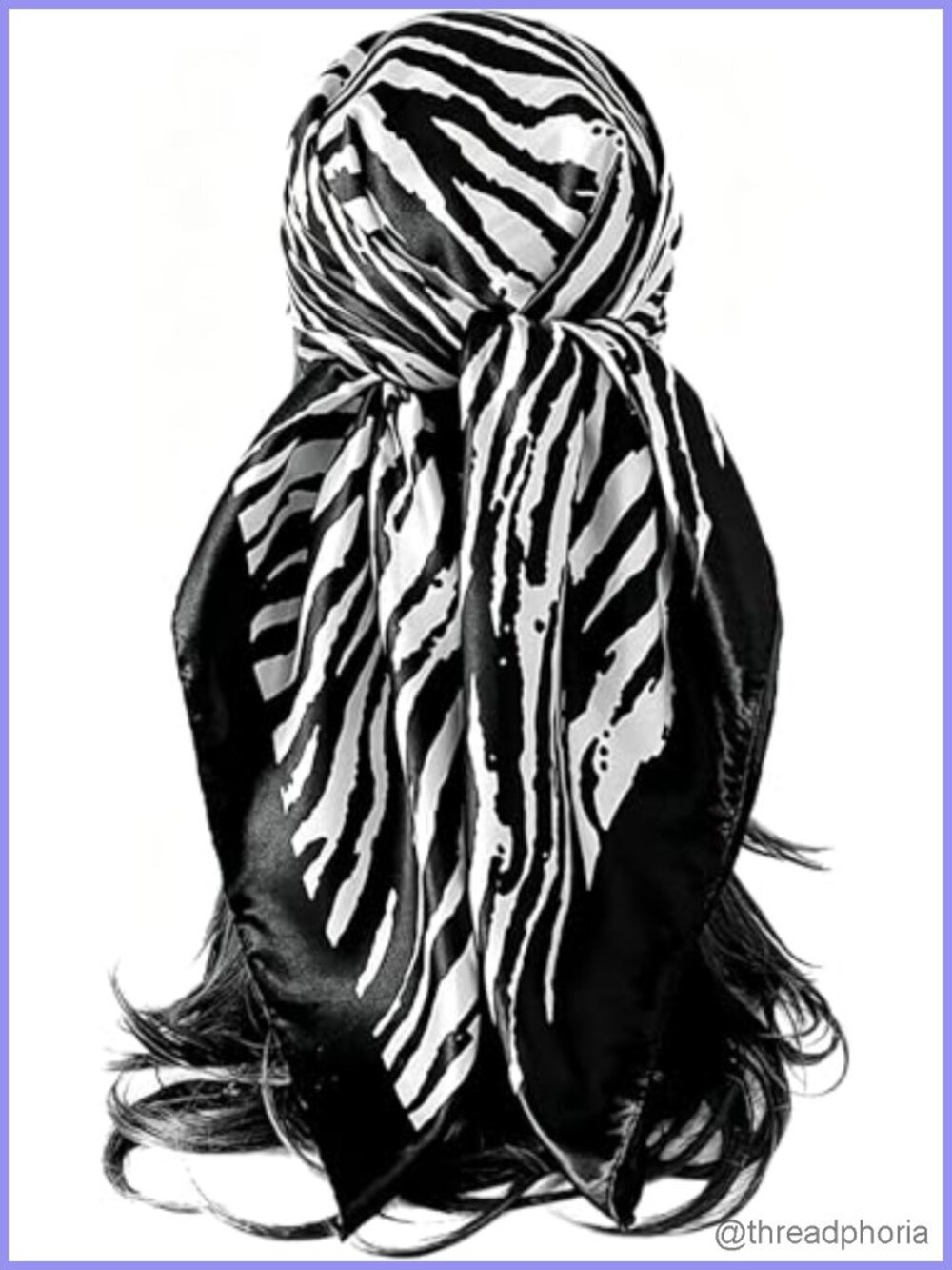 Silky Satin Square Scarf Zebra Print Fashion Head Wrap 35in Neck Scarf